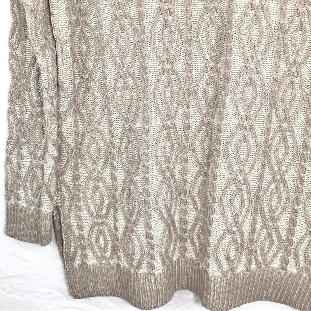 EightEightEight Cream Tan Pattern Cable Knit Sweater NEW - Picture 5 of 11